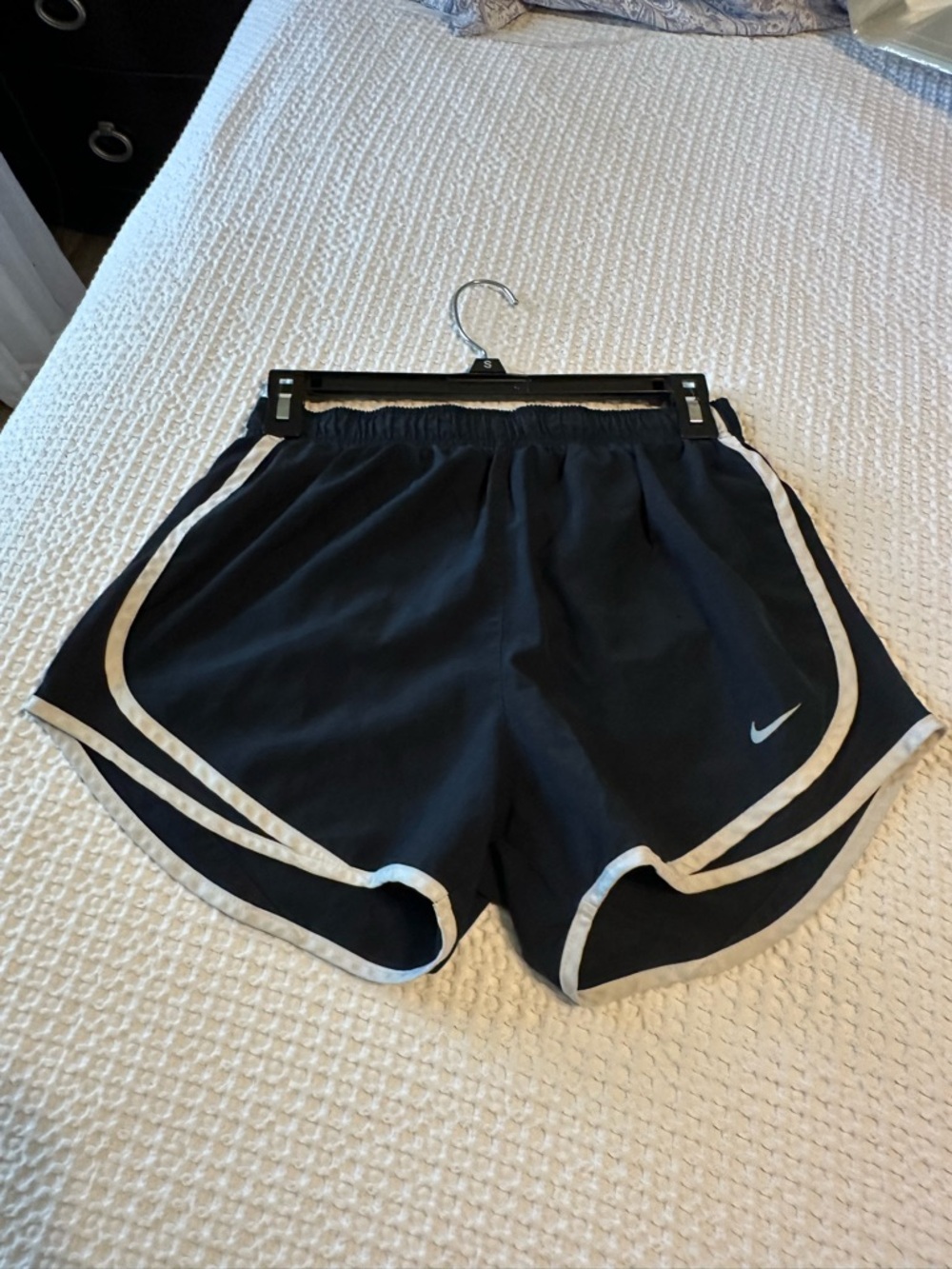 Nike Black Athletic Running Shorts with White Trim